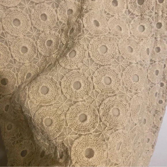 Banana Republic Cream Lace Overlay Cotton Shift Dress Women's Size 14 - Picture 4 of 11